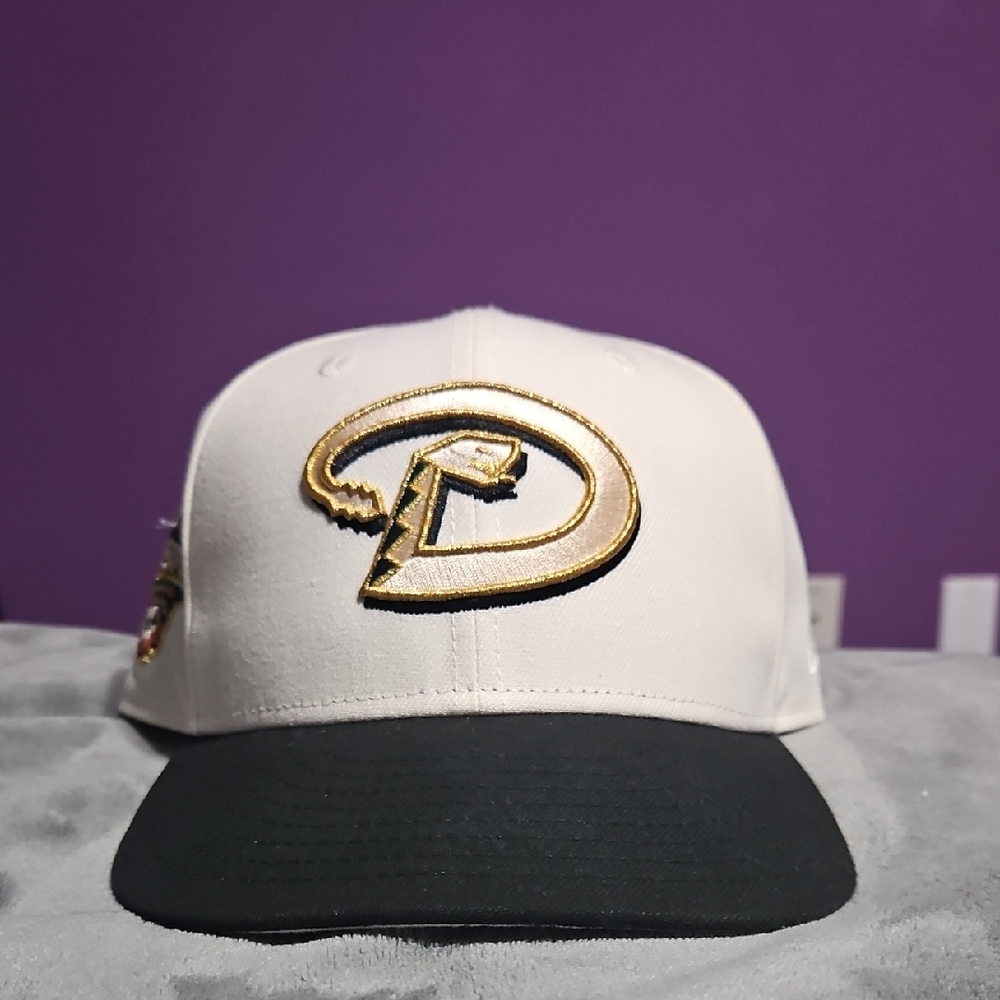 New Era White and Black Cap with Gold Logo